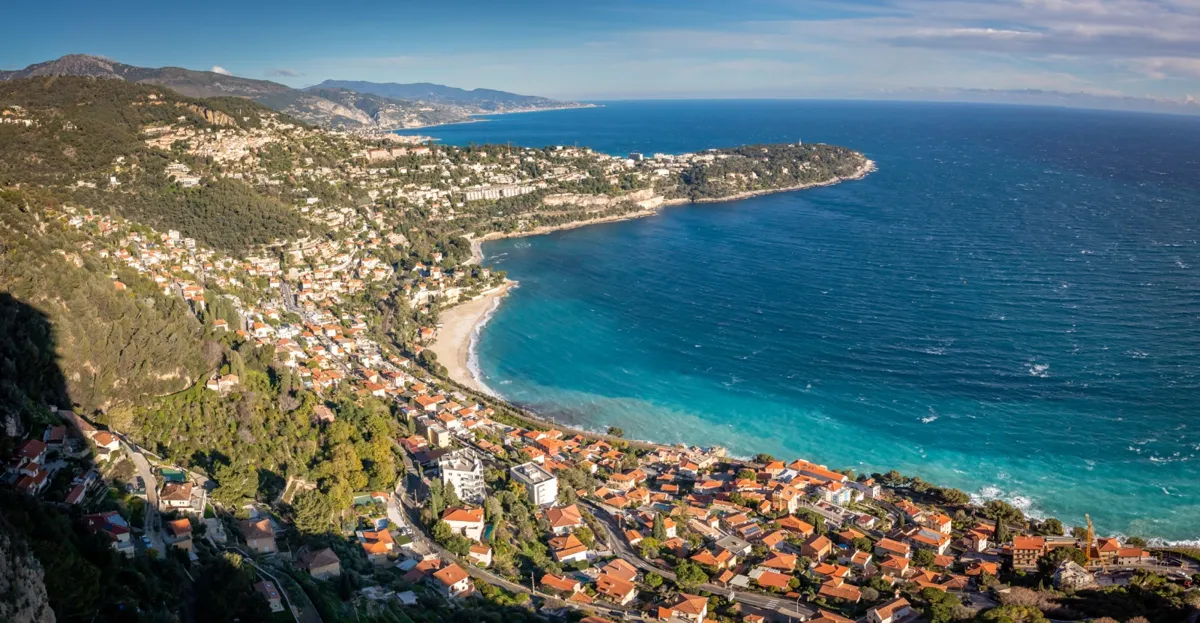 Panoramic view over Cap Martin and the bay of Roquebrune-Cap-Martin