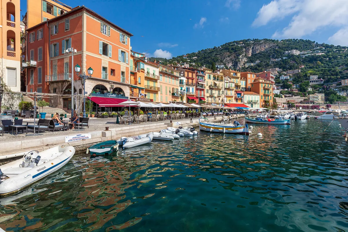 Colourful waterfront and harbour of Villefranche-sur-Mer